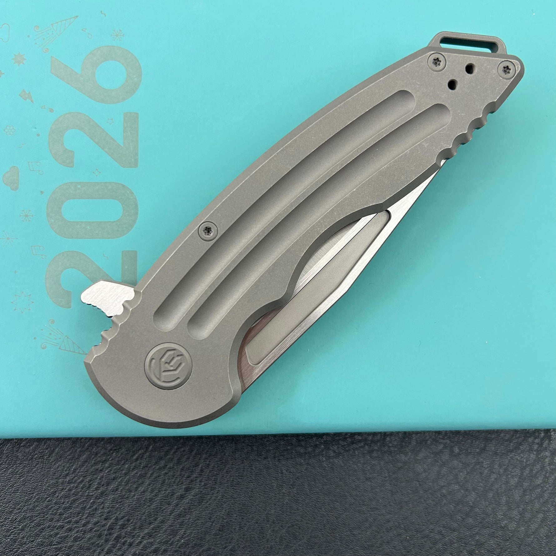 KB KNIVES KB476B Husky Tactical Flipper Folding Knife Darkwash Titanium Handle 3.70'' Belt Satin 20CV Blade