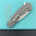 KB KNIVES KB476B Husky Tactical Flipper Folding Knife Darkwash Titanium Handle 3.70'' Belt Satin 20CV Blade