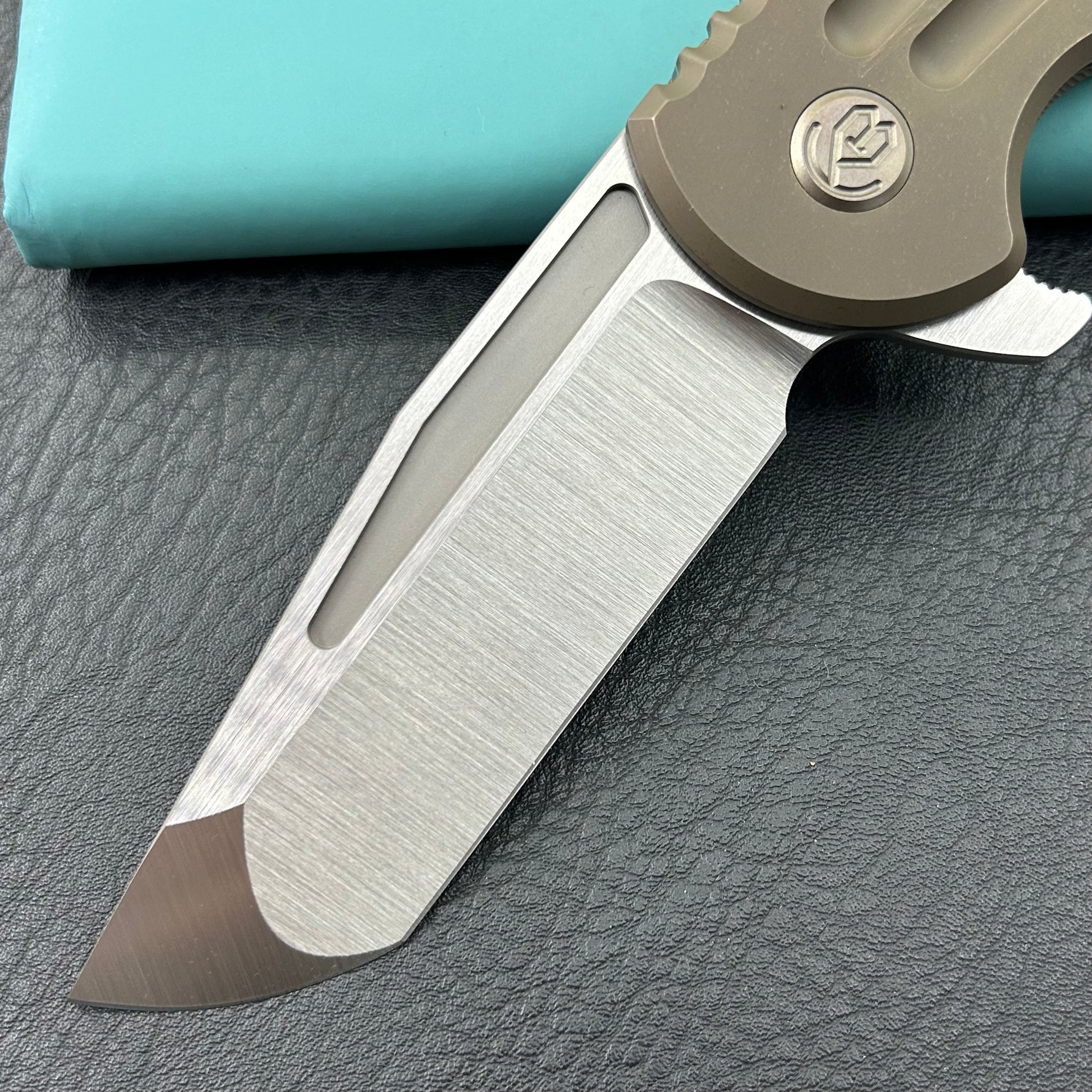 KB KNIVES KB476C Husky Tactical Flipper Folding Knife Bronze Titanium Handle 3.70'' Belt Satin 20CV Blade