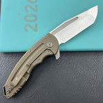 KB KNIVES KB476C Husky Tactical Flipper Folding Knife Bronze Titanium Handle 3.70'' Belt Satin 20CV Blade