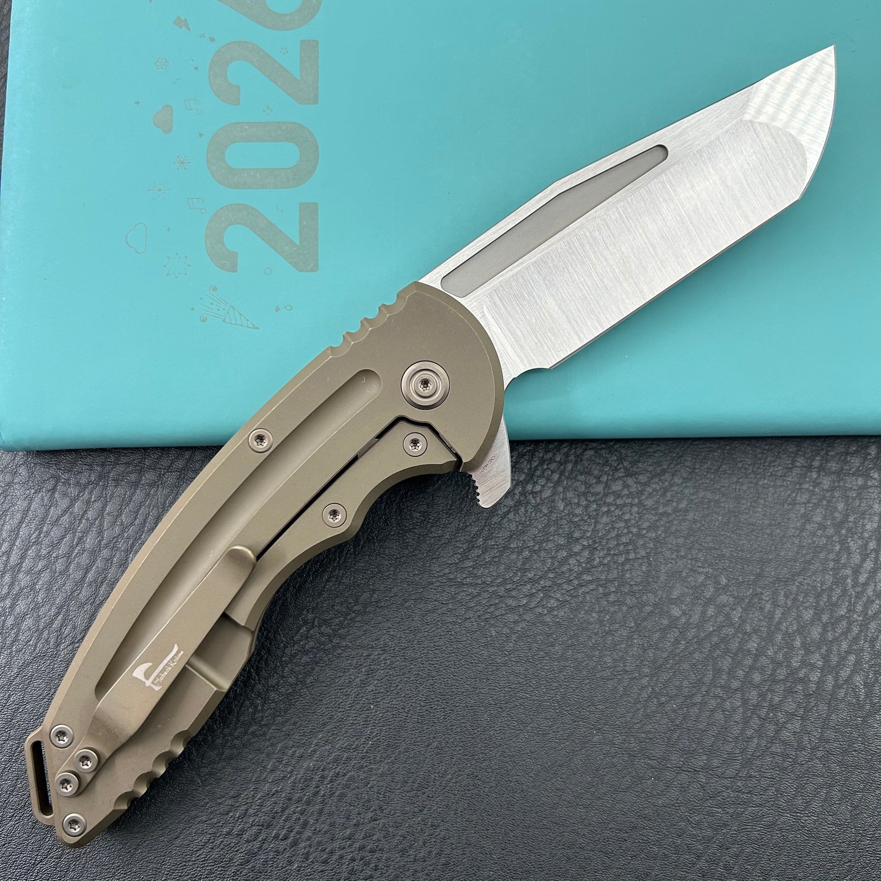 KB KNIVES KB476C Husky Tactical Flipper Folding Knife Bronze Titanium Handle 3.70'' Belt Satin 20CV Blade