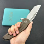 KB KNIVES KB476C Husky Tactical Flipper Folding Knife Bronze Titanium Handle 3.70'' Belt Satin 20CV Blade