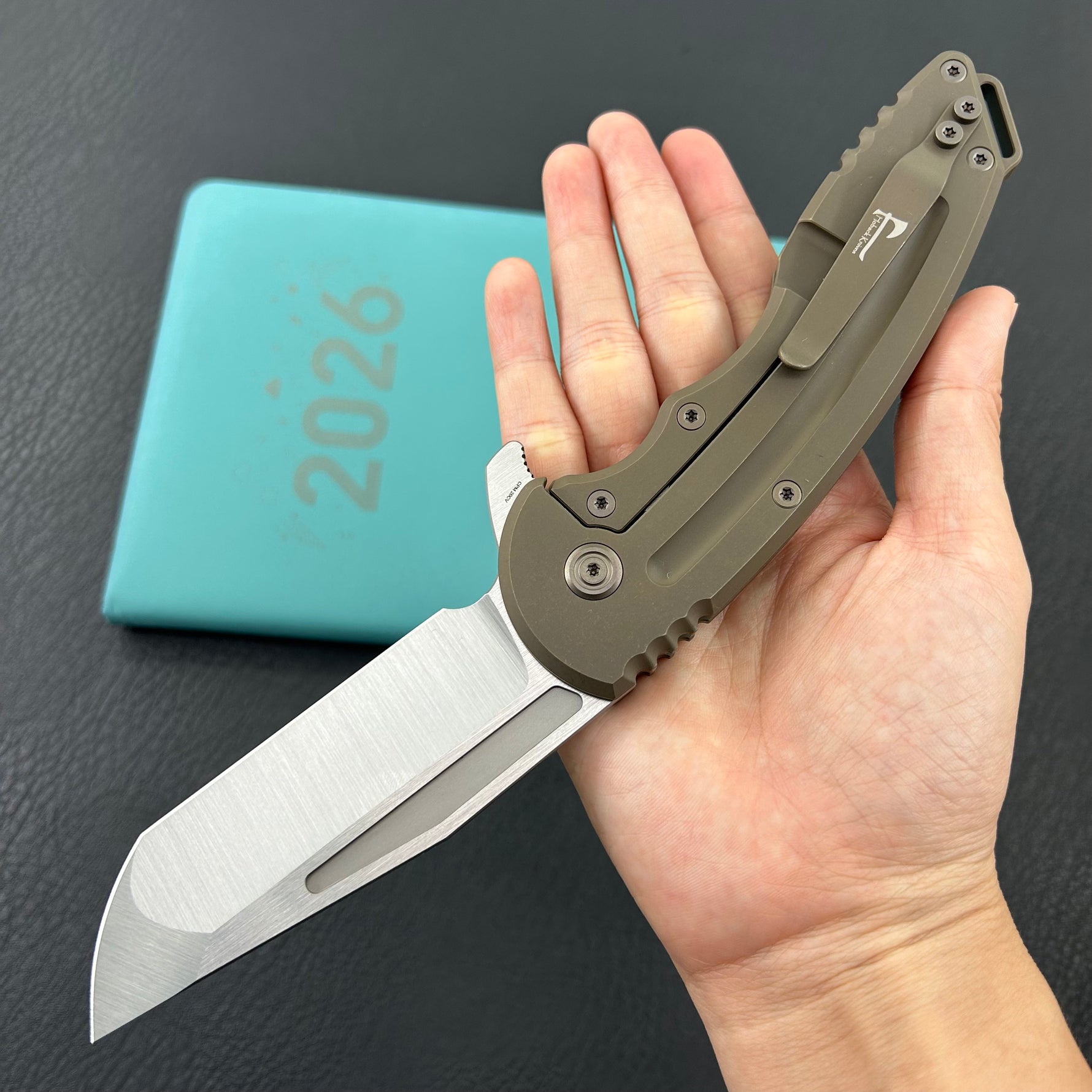 KB KNIVES KB476C Husky Tactical Flipper Folding Knife Bronze Titanium Handle 3.70'' Belt Satin 20CV Blade