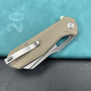 KUBEY KU328J Atlas Nest Liner Lock Folding Knife Tan G10 Handle 3.31" Satin 14C28N