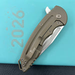KB KNIVES KB476C Husky Tactical Flipper Folding Knife Bronze Titanium Handle 3.70'' Belt Satin 20CV Blade