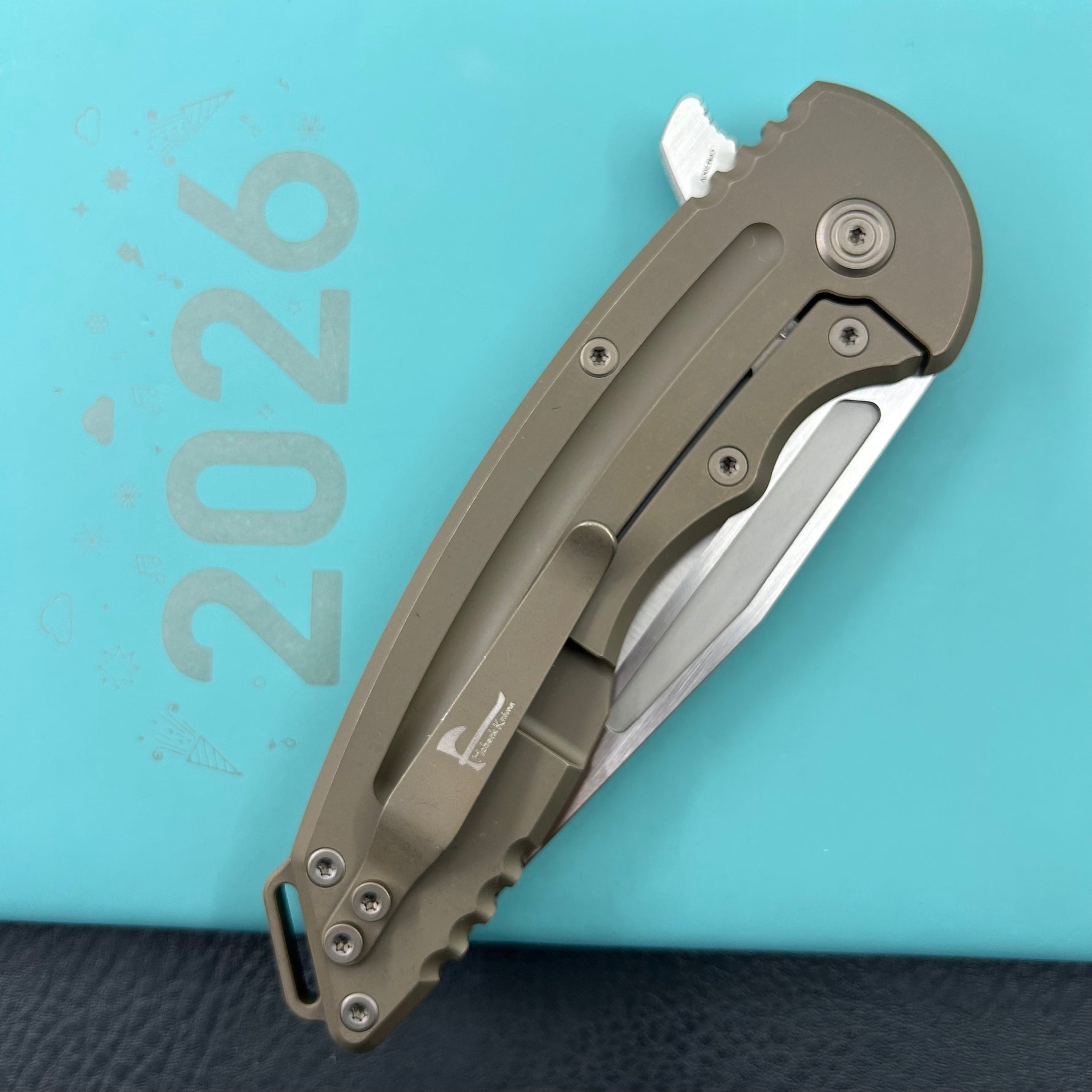 KB KNIVES KB476C Husky Tactical Flipper Folding Knife Bronze Titanium Handle 3.70'' Belt Satin 20CV Blade