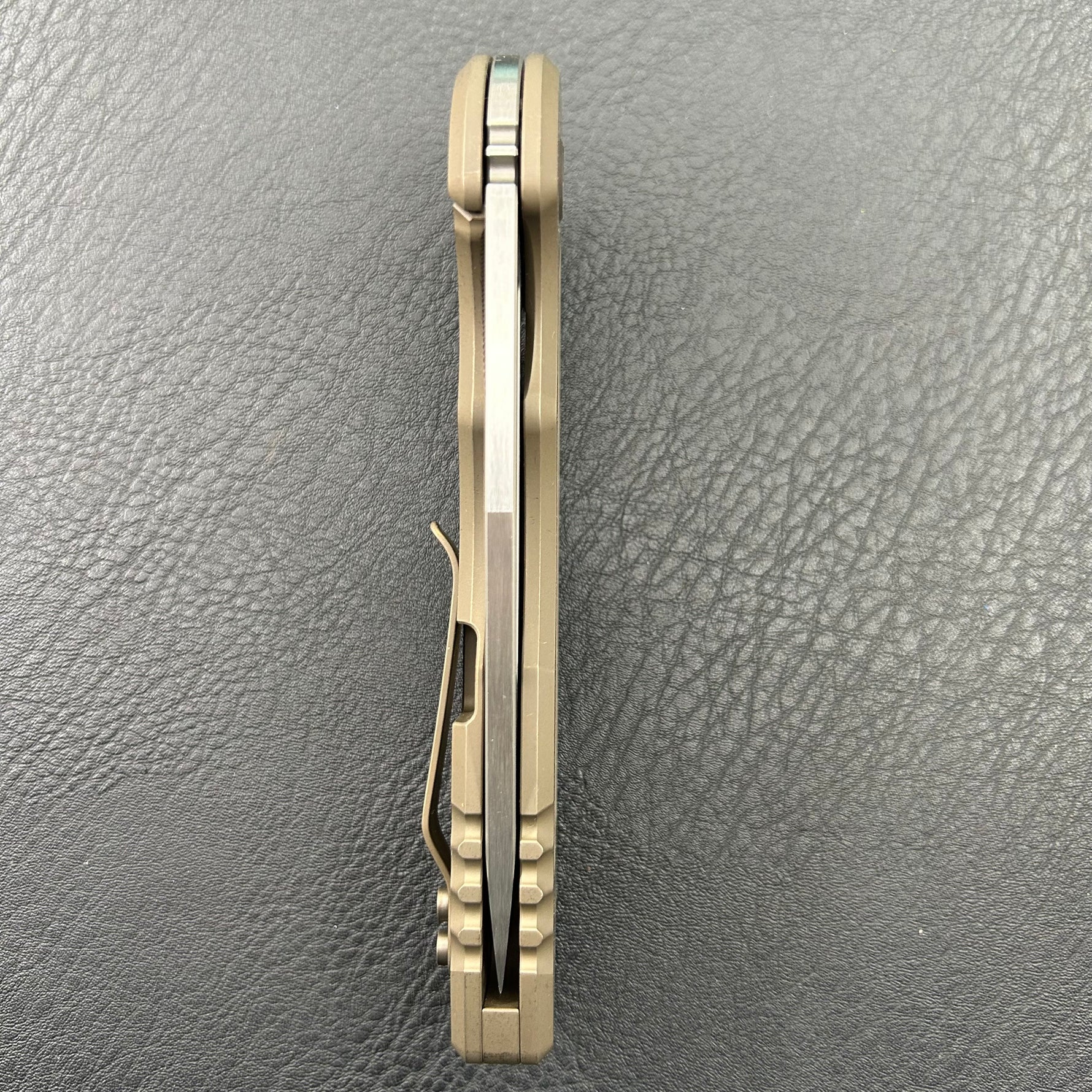 KB KNIVES KB476C Husky Tactical Flipper Folding Knife Bronze Titanium Handle 3.70'' Belt Satin 20CV Blade