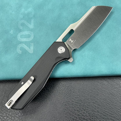 KUBEY KU328D Atlas Liner Lock Folding Knife Black G10 Handle 3.31" Satin  14C28N