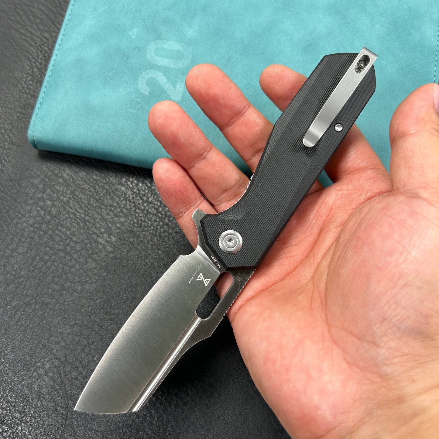 KUBEY KU328D Atlas Liner Lock Folding Knife Black G10 Handle 3.31" Satin  14C28N