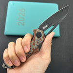 KUBEY Knife KU291-1D Vagrant Linerlock Green Nebula Micarta 14C28N Folding Knife