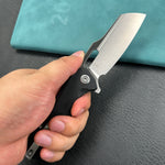 KUBEY knife KU328D Atlas Liner Lock Folding Knife Black G10 Handle 3.31" Satin  14C28N