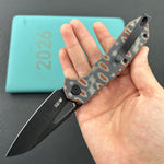 KUBEY Knife KU291-1D Vagrant Linerlock Green Nebula Micarta 14C28N Folding Knife