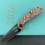 KUBEY Knife KU291-1C Vagrant Linerlock Orange Nebula Micarta 14C28N Folding Knife