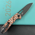 KUBEY Knife KU291-1C Vagrant Linerlock Orange Nebula Micarta 14C28N Folding Knife