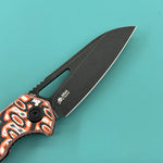 KUBEY Knife KU291-1C Vagrant Linerlock Orange Nebula Micarta 14C28N Folding Knife