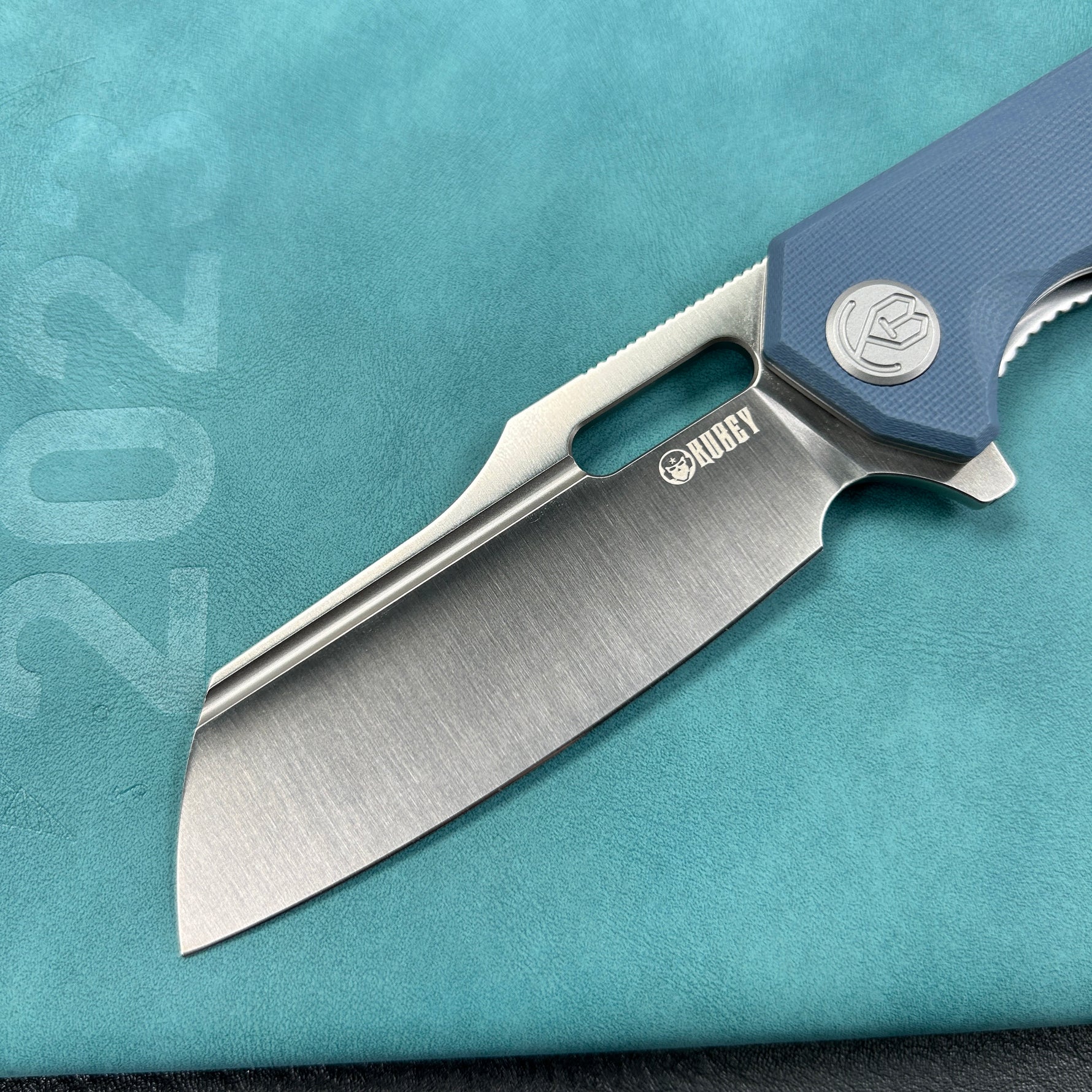 KUBEY KU328H Atlas Nest Liner Lock Folding Knife Denium Blue G10 Handle 3.31" Satin 14C28N
