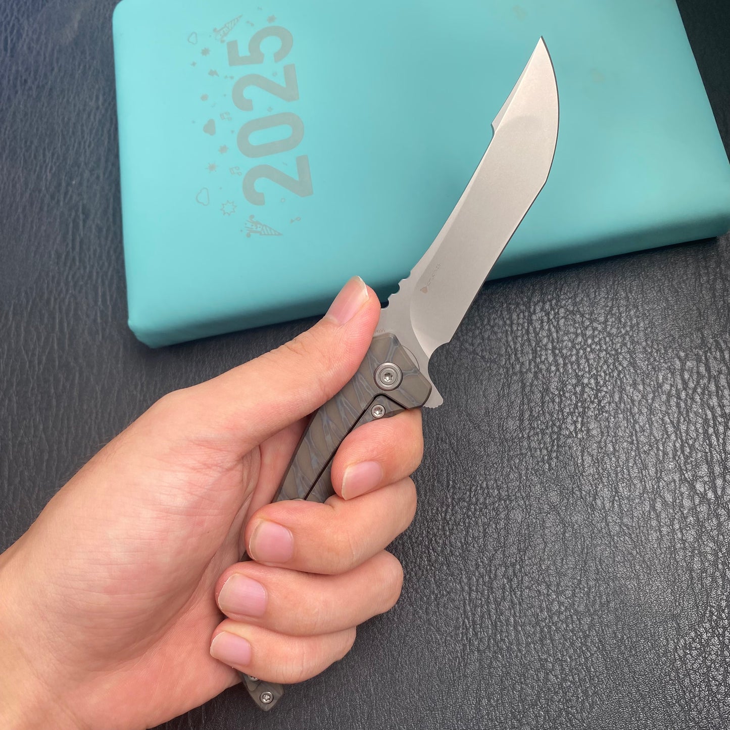 KB KNIVES KB387B Cyrus Folding Knife Flame Ano Titanium Handle 3.46'' Beadblast M390  Folding Knife