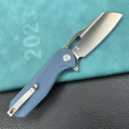KUBEY KU328H Atlas Nest Liner Lock Folding Knife Denium Blue G10 Handle 3.31" Satin 14C28N
