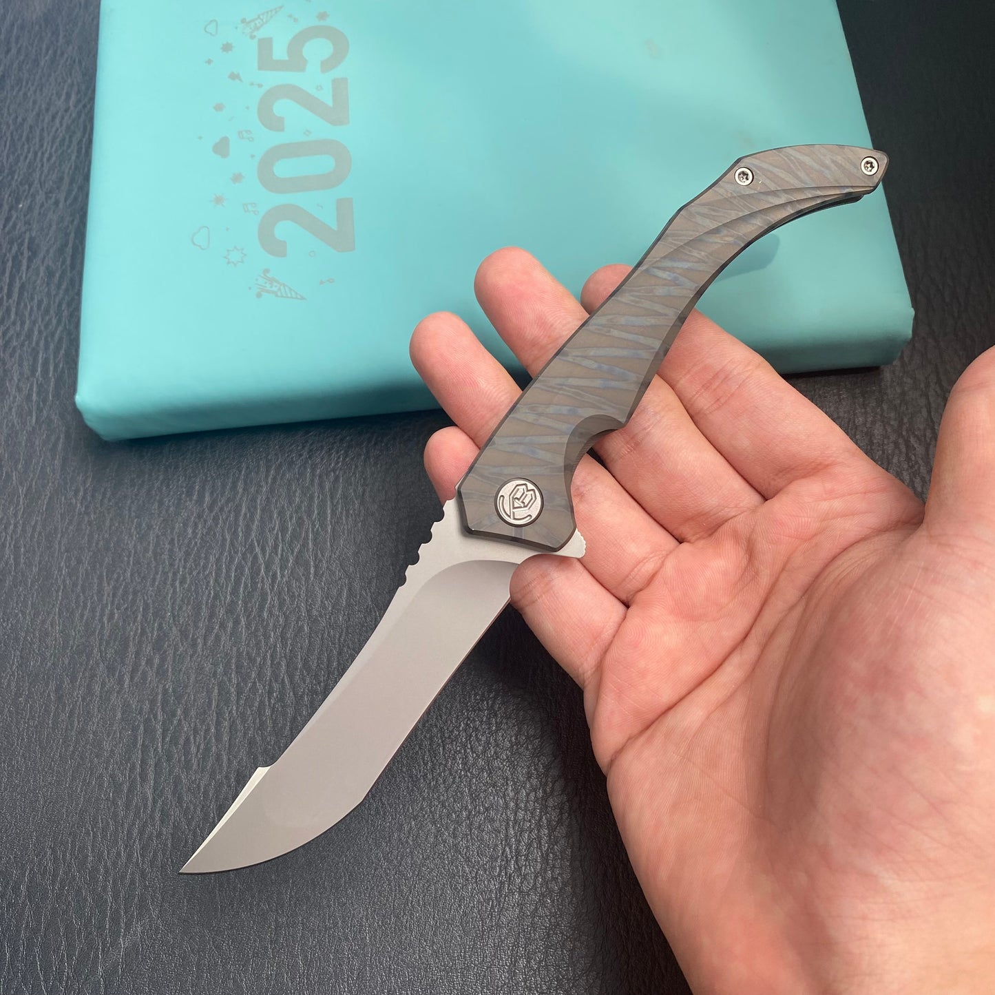 KB KNIVES KB387B Cyrus Folding Knife Flame Ano Titanium Handle 3.46'' Beadblast M390  Folding Knife