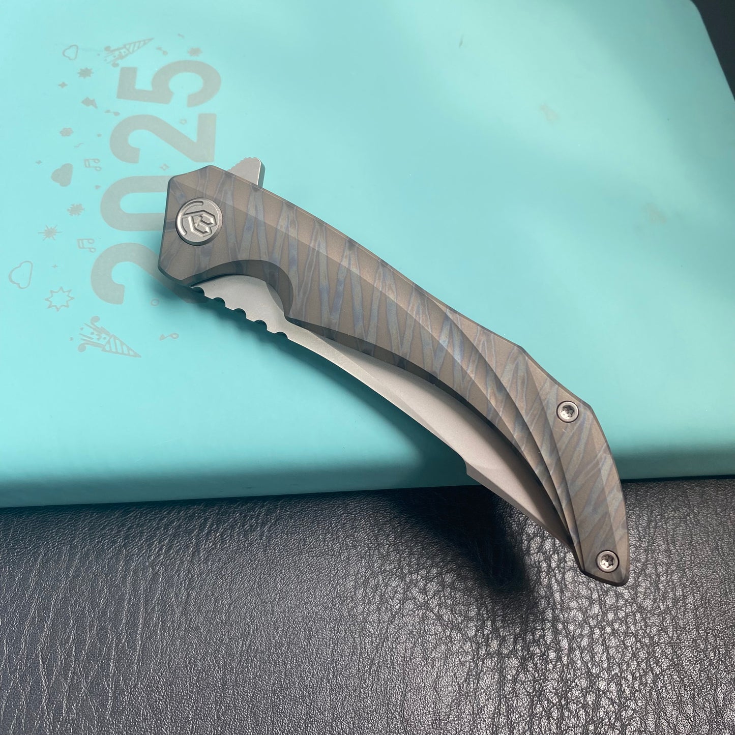 KB KNIVES KB387B Cyrus Folding Knife Flame Ano Titanium Handle 3.46'' Beadblast M390  Folding Knife