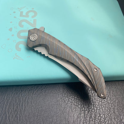 KB KNIVES KB387B Cyrus Folding Knife Flame Ano Titanium Handle 3.46'' Beadblast M390  Folding Knife