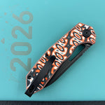 KUBEY Knife KU291-1C Vagrant Linerlock Orange Nebula Micarta 14C28N Folding Knife