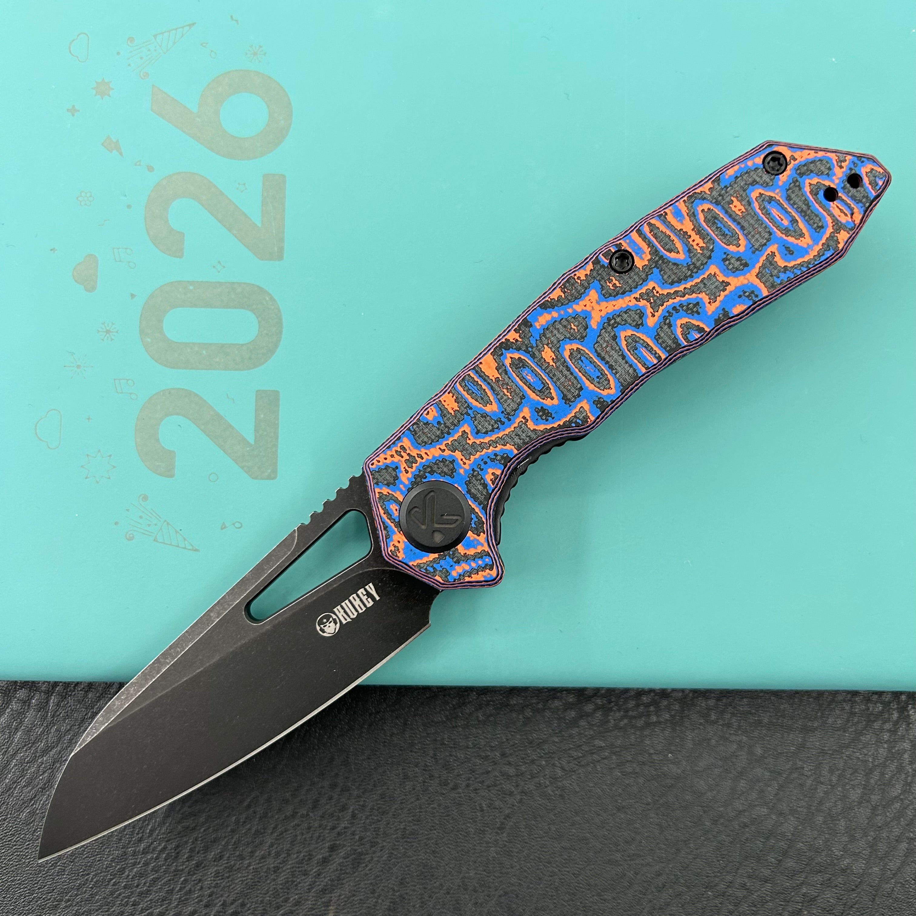 KUBEY Knife KU291-1B Vagrant Linerlock Black Nebula Micarta 14C28N Folding Knife
