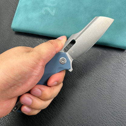 KUBEY KU328H Atlas Nest Liner Lock Folding Knife Denium Blue G10 Handle 3.31" Satin 14C28N
