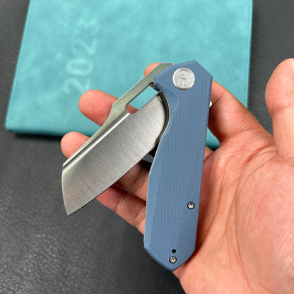 KUBEY KU328H Atlas Nest Liner Lock Folding Knife Denium Blue G10 Handle 3.31" Satin 14C28N
