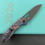 KUBEY Knife KU291-1B Vagrant Linerlock Black Nebula Micarta 14C28N Folding Knife