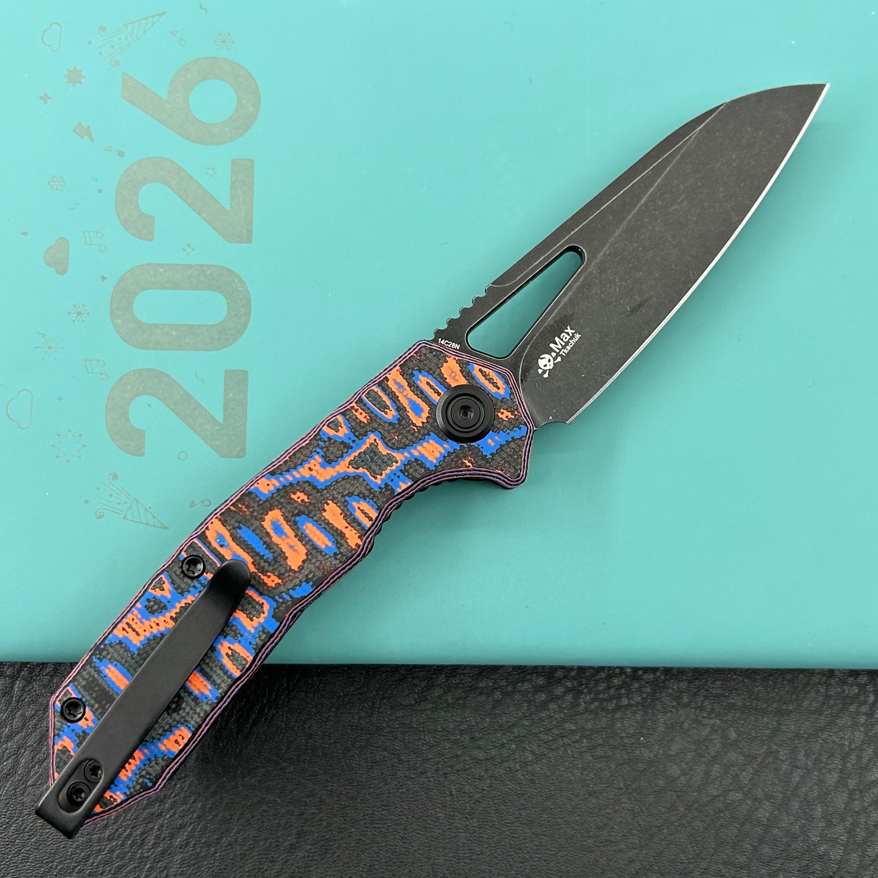 KUBEY Knife KU291-1B Vagrant Linerlock Black Nebula Micarta 14C28N Folding Knife