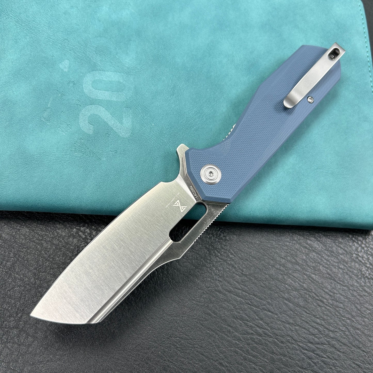KUBEY KU328H Atlas Nest Liner Lock Folding Knife Denium Blue G10 Handle 3.31" Satin 14C28N