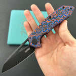 KUBEY Knife KU291-1B Vagrant Linerlock Black Nebula Micarta 14C28N Folding Knife
