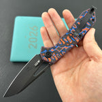 KUBEY Knife KU291-1B Vagrant Linerlock Black Nebula Micarta 14C28N Folding Knife