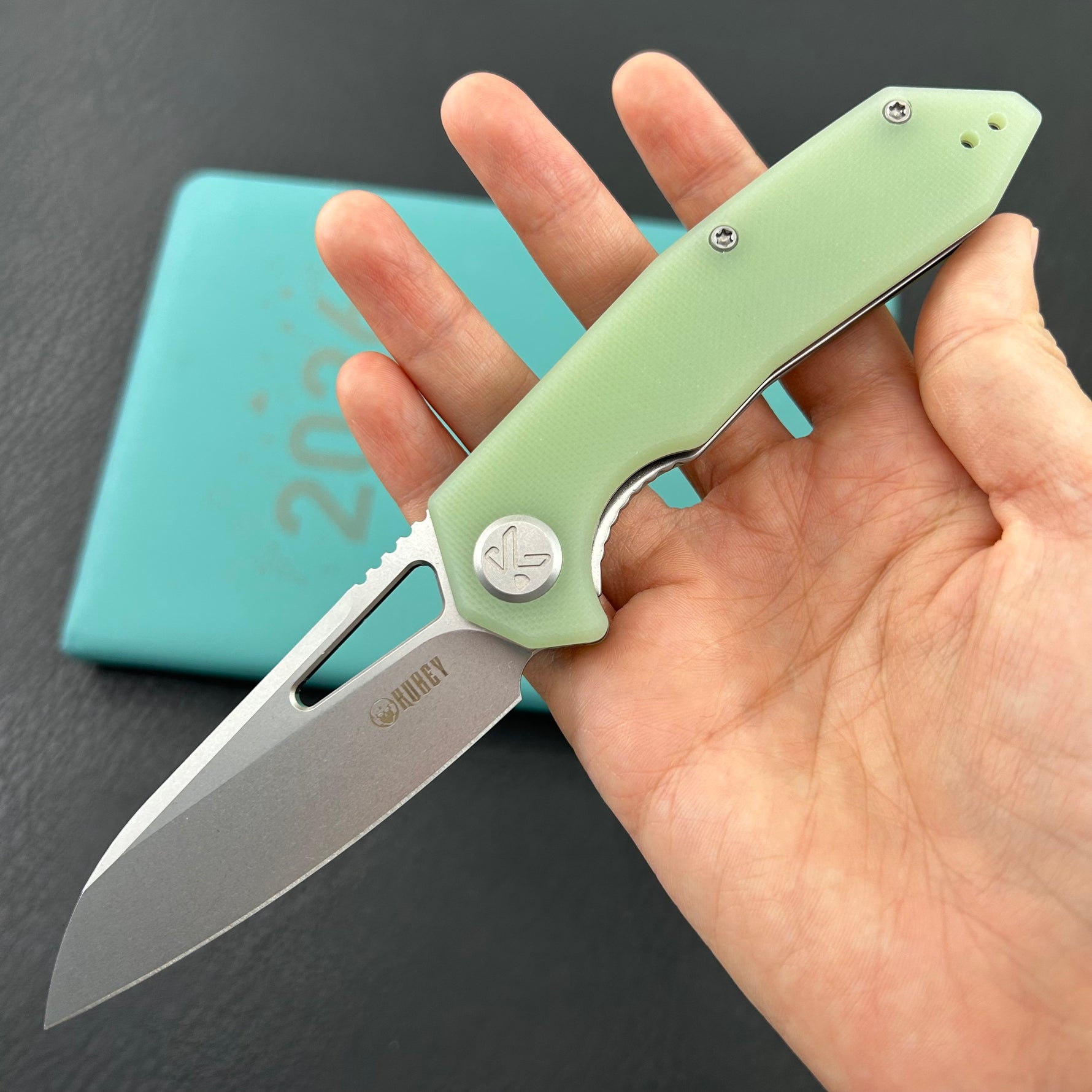 KUBEY Knife KU291M Vagrant Linerlock Jade  Fold Knife