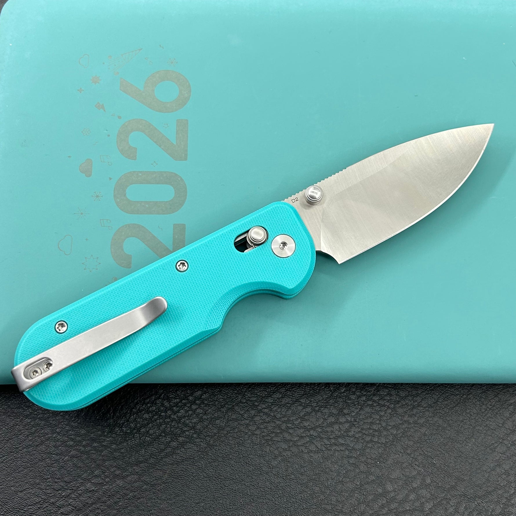 KUBEY Knife KU505B Bedrock Crossbar Lock Tiffany Blue G10 Handle Fold Knife