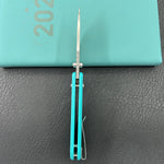 KUBEY Knife KU505B Bedrock Crossbar Lock Tiffany Blue G10 Handle Fold Knife