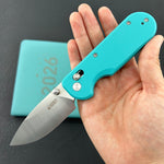 KUBEY Knife KU505B Bedrock Crossbar Lock Tiffany Blue G10 Handle Fold Knife