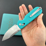KUBEY Knife KU505B Bedrock Crossbar Lock Tiffany Blue G10 Handle Fold Knife