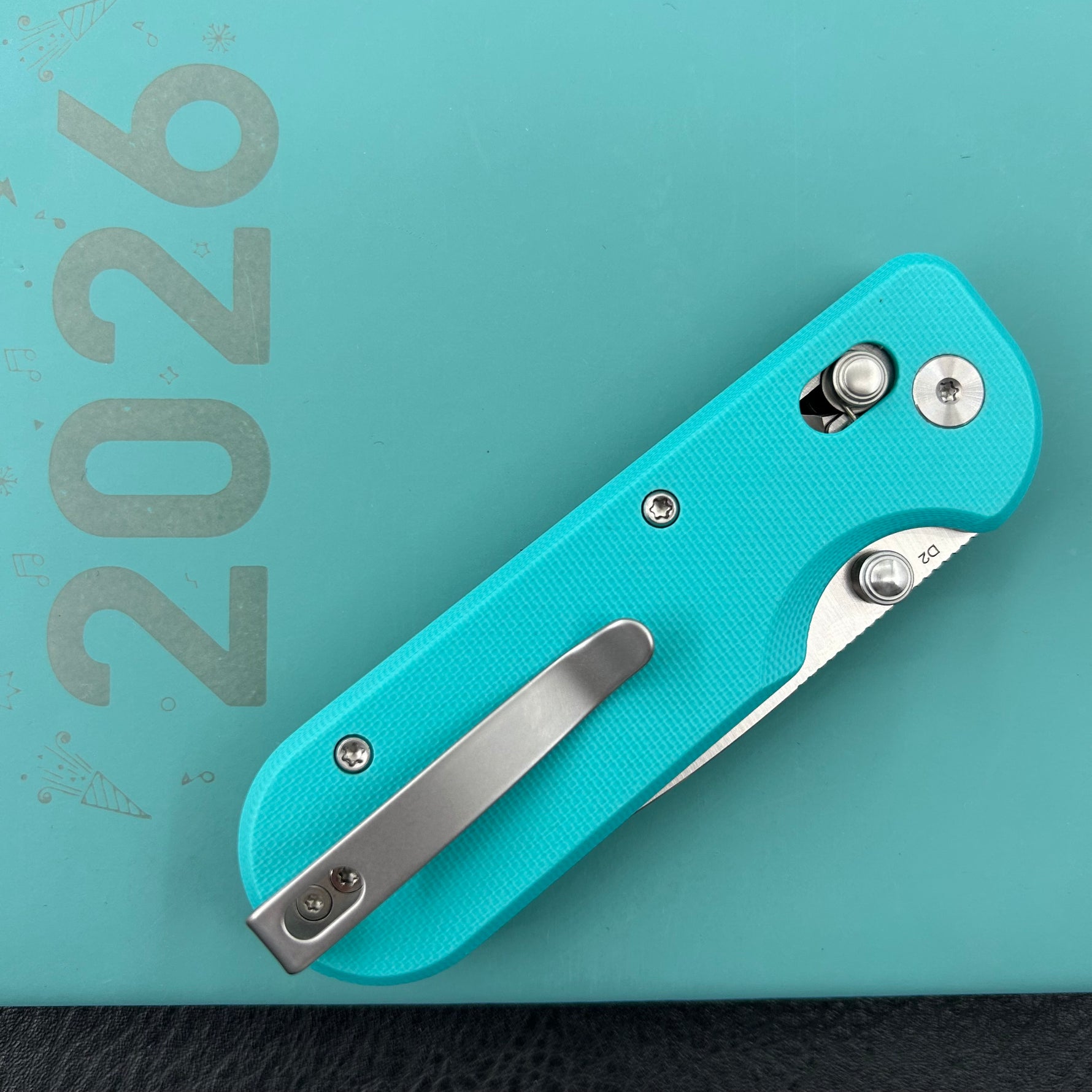 KUBEY Knife KU505B Bedrock Crossbar Lock Tiffany Blue G10 Handle Fold Knife