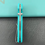 KUBEY Knife KU505B Bedrock Crossbar Lock Tiffany Blue G10 Handle Fold Knife