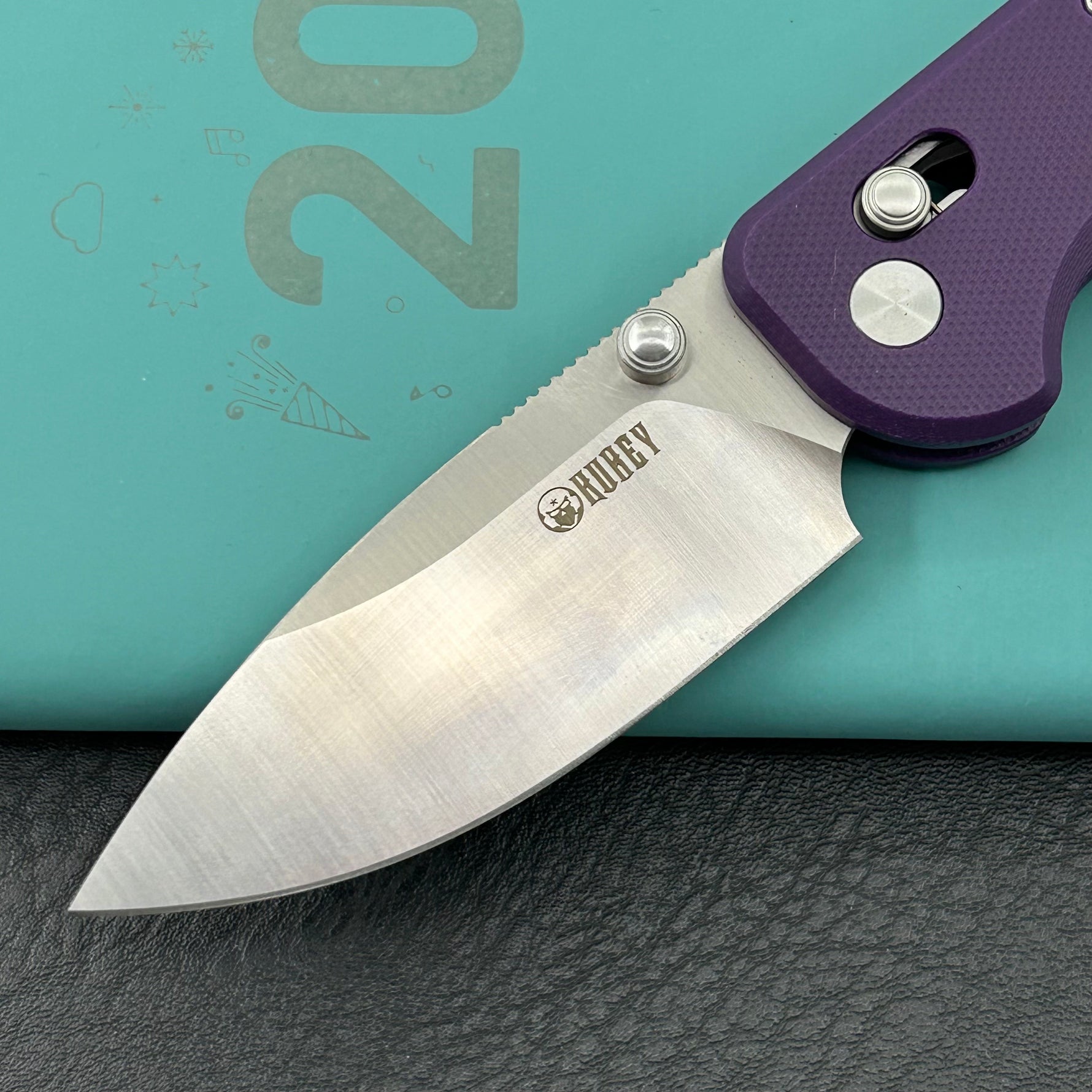 KUBEY Knife KU505C Bedrock Crossbar Lock Purple G10 Handle Fold Knife