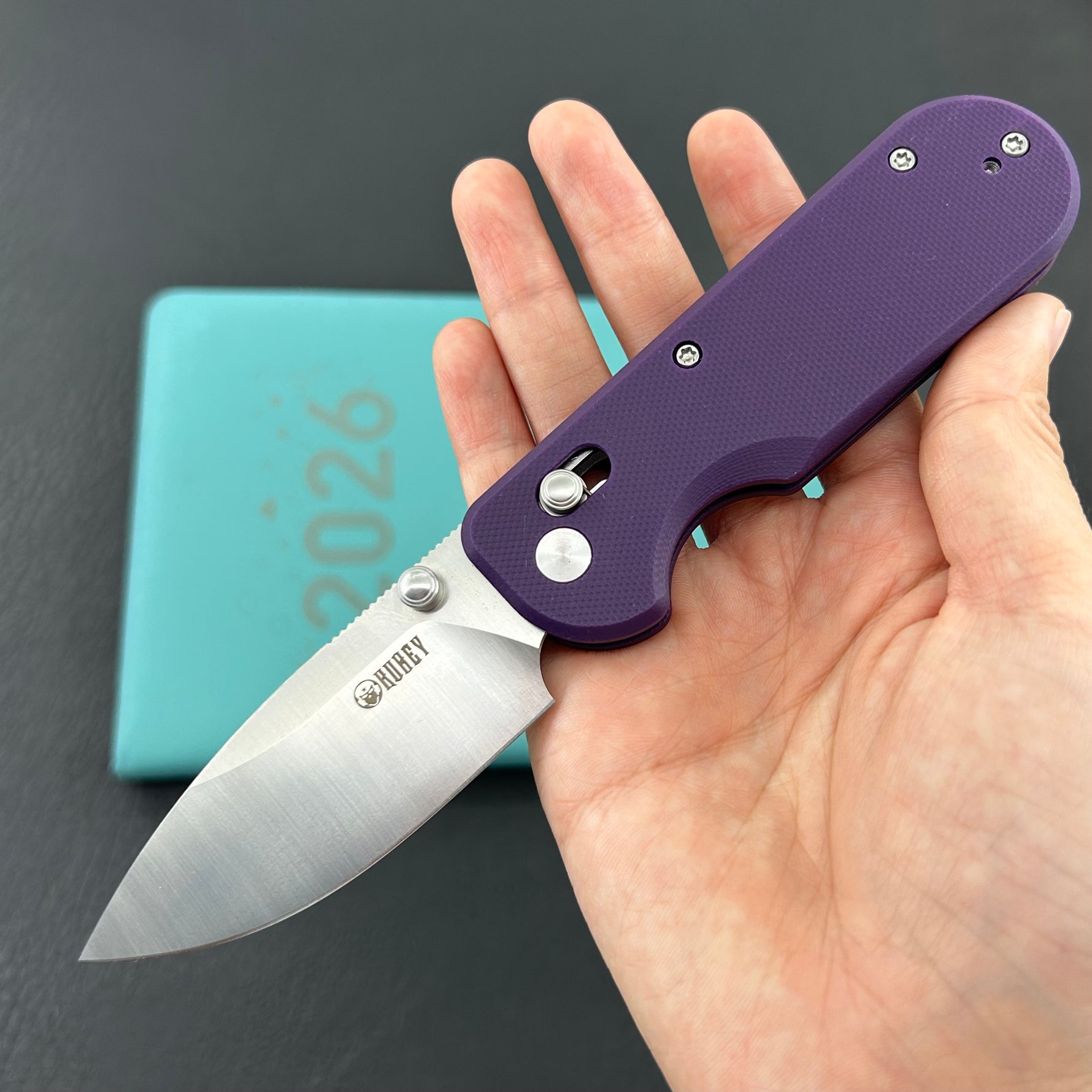 KUBEY Knife KU505C Bedrock Crossbar Lock Purple G10 Handle Fold Knife