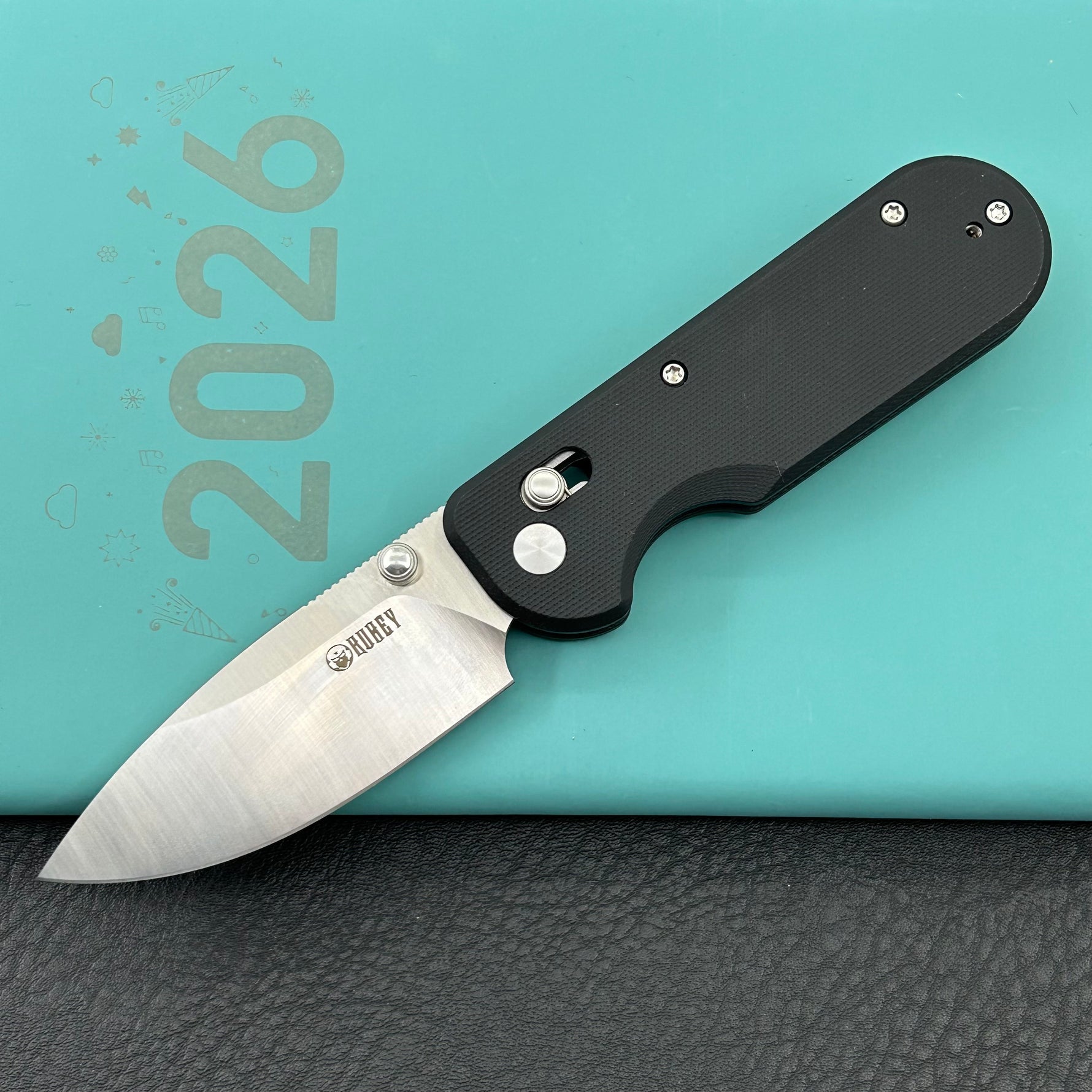 KUBEY Knife KU505A Bedrock Crossbar Lock Black G10 Handle Fold Knife