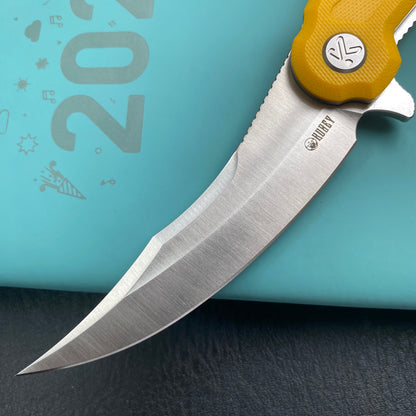 KU KNIVES KU346C Crest Pikal Linerlock Yellow Folding Knife