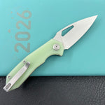 KUBEY Knife KU122V Coeus Linerlock Jade  G10 Handle Fold Knife