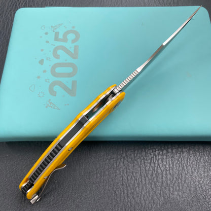 KU KNIVES KU346C Crest Pikal Linerlock Yellow Folding Knife