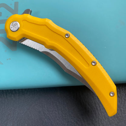 KU KNIVES KU346C Crest Pikal Linerlock Yellow Folding Knife