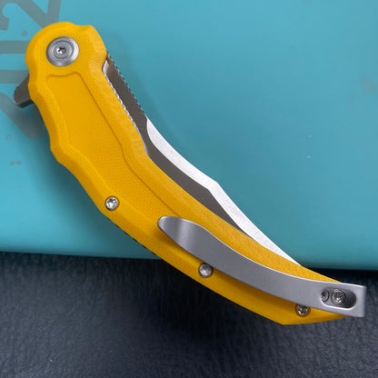 KU KNIVES KU346C Crest Pikal Linerlock Yellow Folding Knife