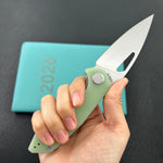 KUBEY Knife KU122V Coeus Linerlock Jade  G10 Handle Fold Knife